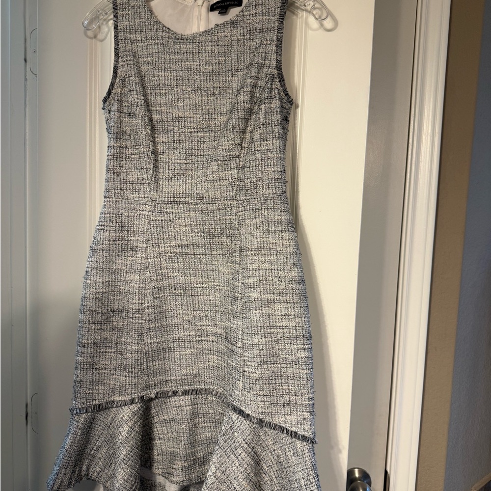 Banana Republic High Low Tweed Dress in Gray